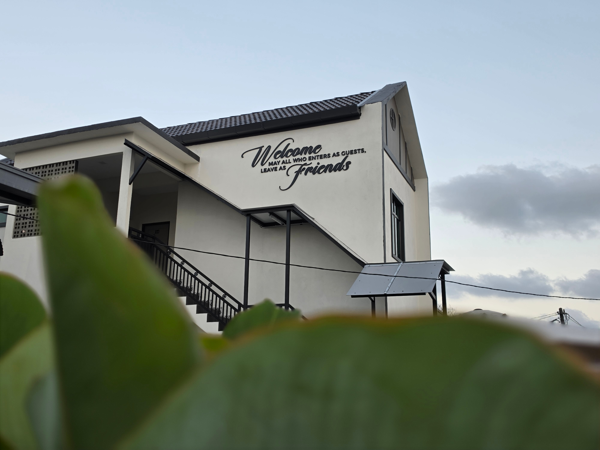 Anjung Barakah Chalet exterior at golden hour